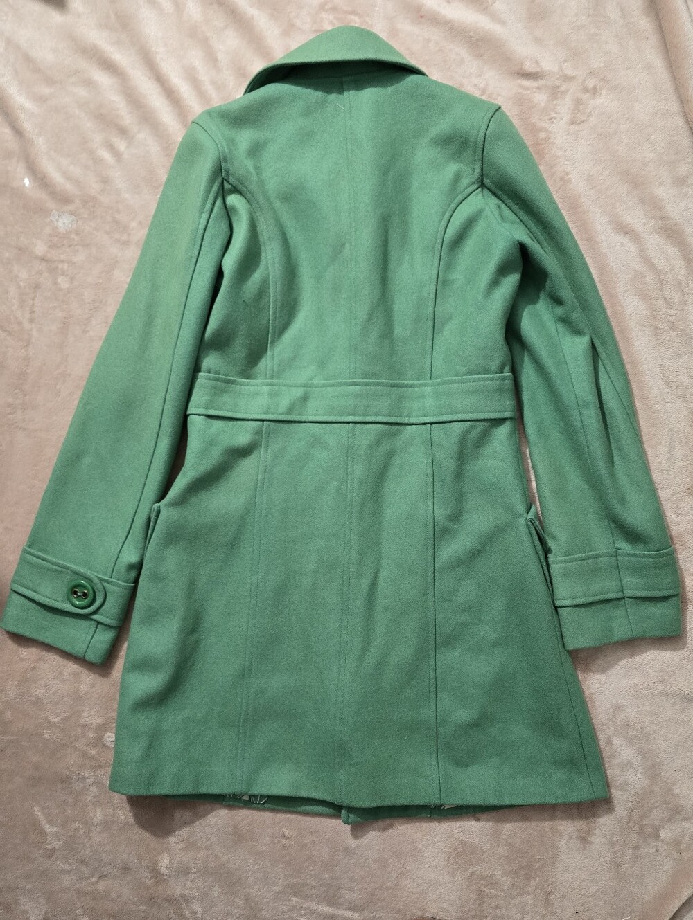 Tulle Anthropologie Pea Coat Retro 60s Fairy Wool Blend Viscose Green Small - Picture 3 of 11